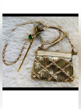 Big Buddha Gold Embellished Crossbody Bag